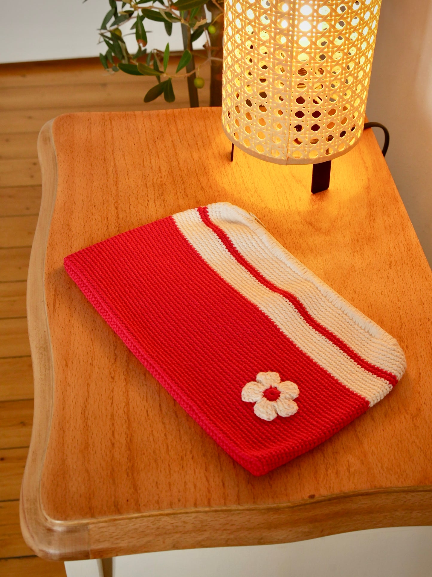 Trousse de toilette PINO bicolore tricotée en laine 15,5x25cm