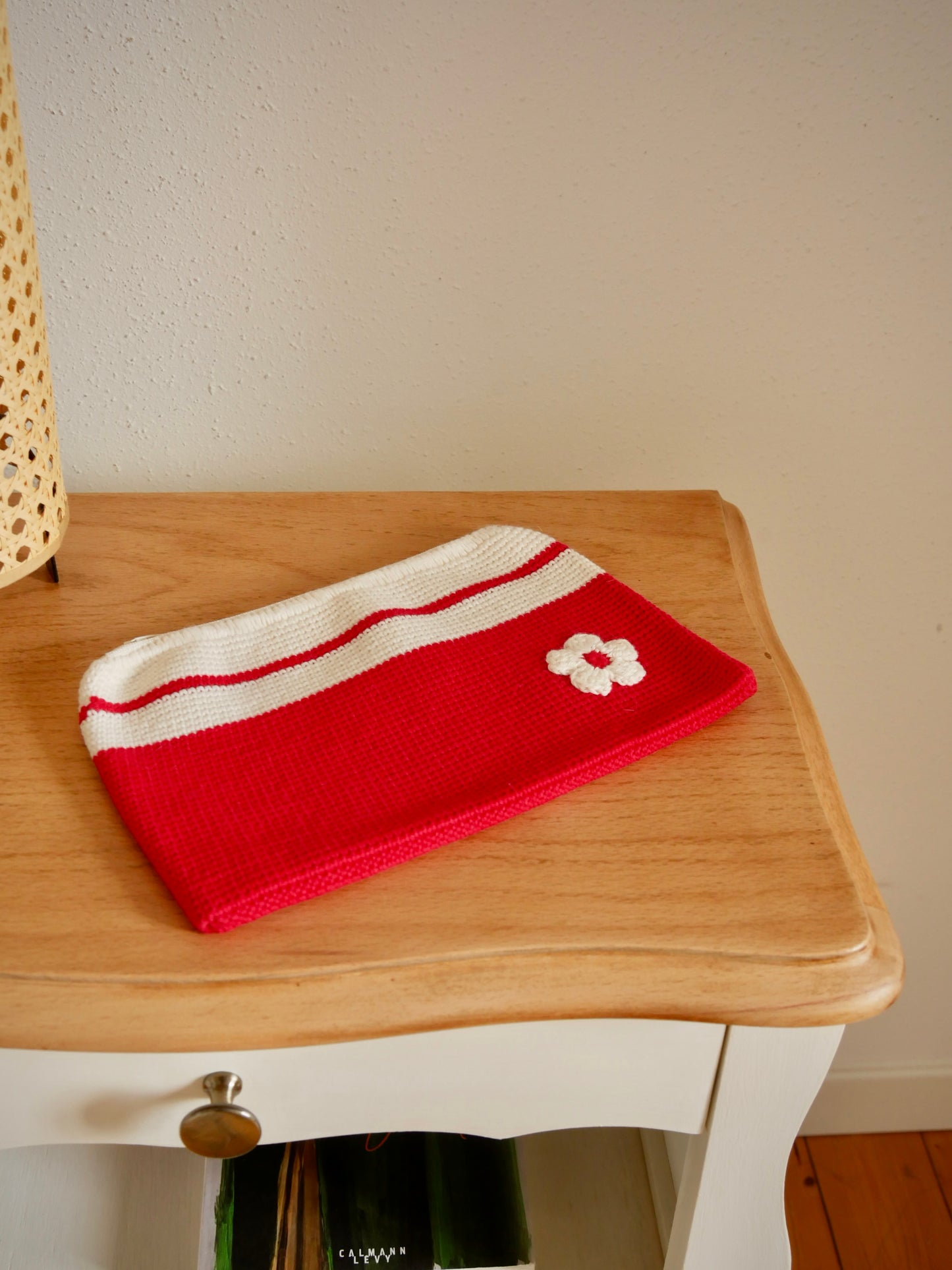 Trousse de toilette PINO bicolore tricotée en laine 15,5x25cm